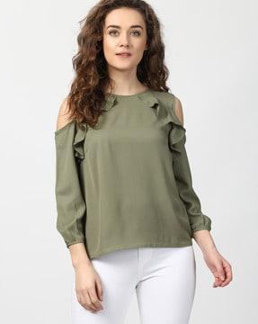 cold-shoulder top with ruffled panels