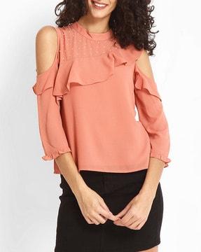 cold-shoulder top with ruffles