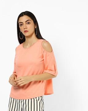 cold-shoulder top with slit sleeves