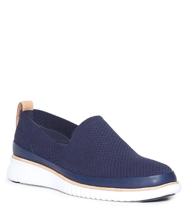 cole haan men's 2.zerogrand stitchlite navy slip on loafers