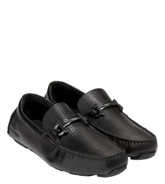 cole haan men's grand laser bit black driving loafers