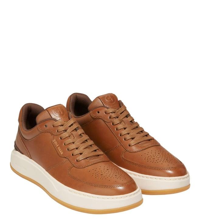 cole haan men's grandpro crossover tan perforated sneakers