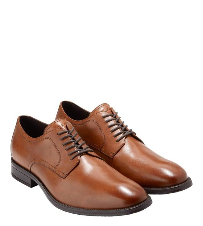 cole haan men's modern essentials plain toe tan derby shoes