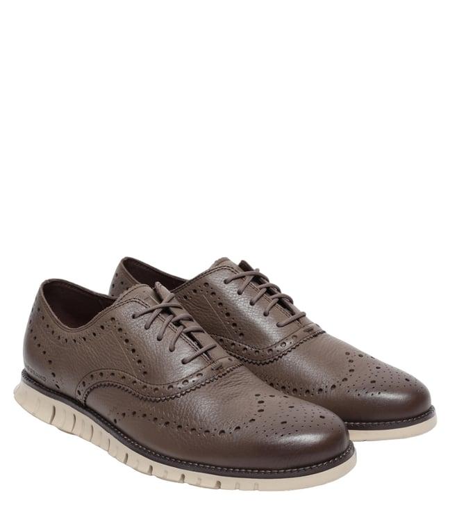 cole haan men's zerogrand wingtip brown perforated brogue shoes