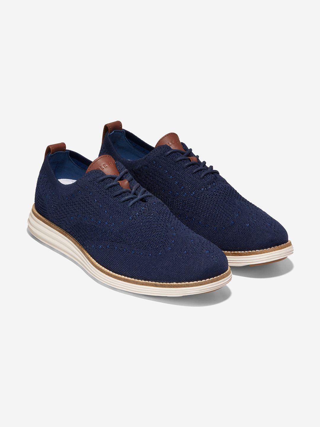 cole haan men woven design textile brogues