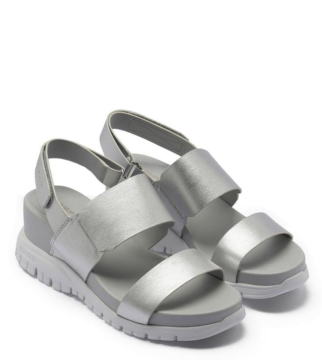 cole haan women's zerogrand silver back strap wedges