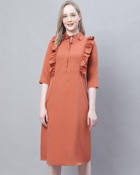 collar neck a-line dress