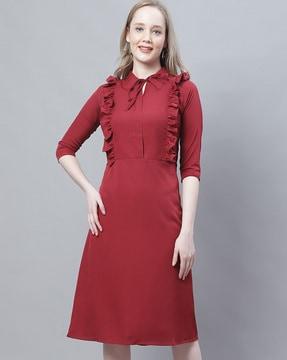 collar neck a-line dress