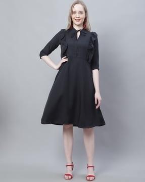 collar neck a-line dress