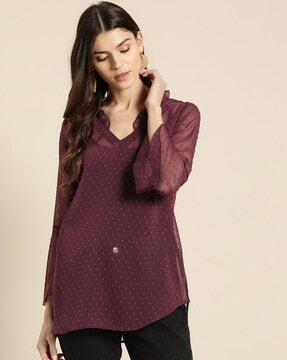 collar-neck bell sleeve top