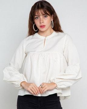 collar-neck full sleeve top