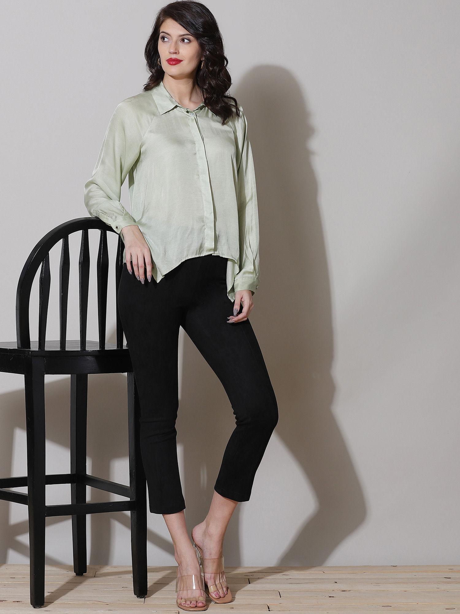 collar neck full sleeves solid shirt