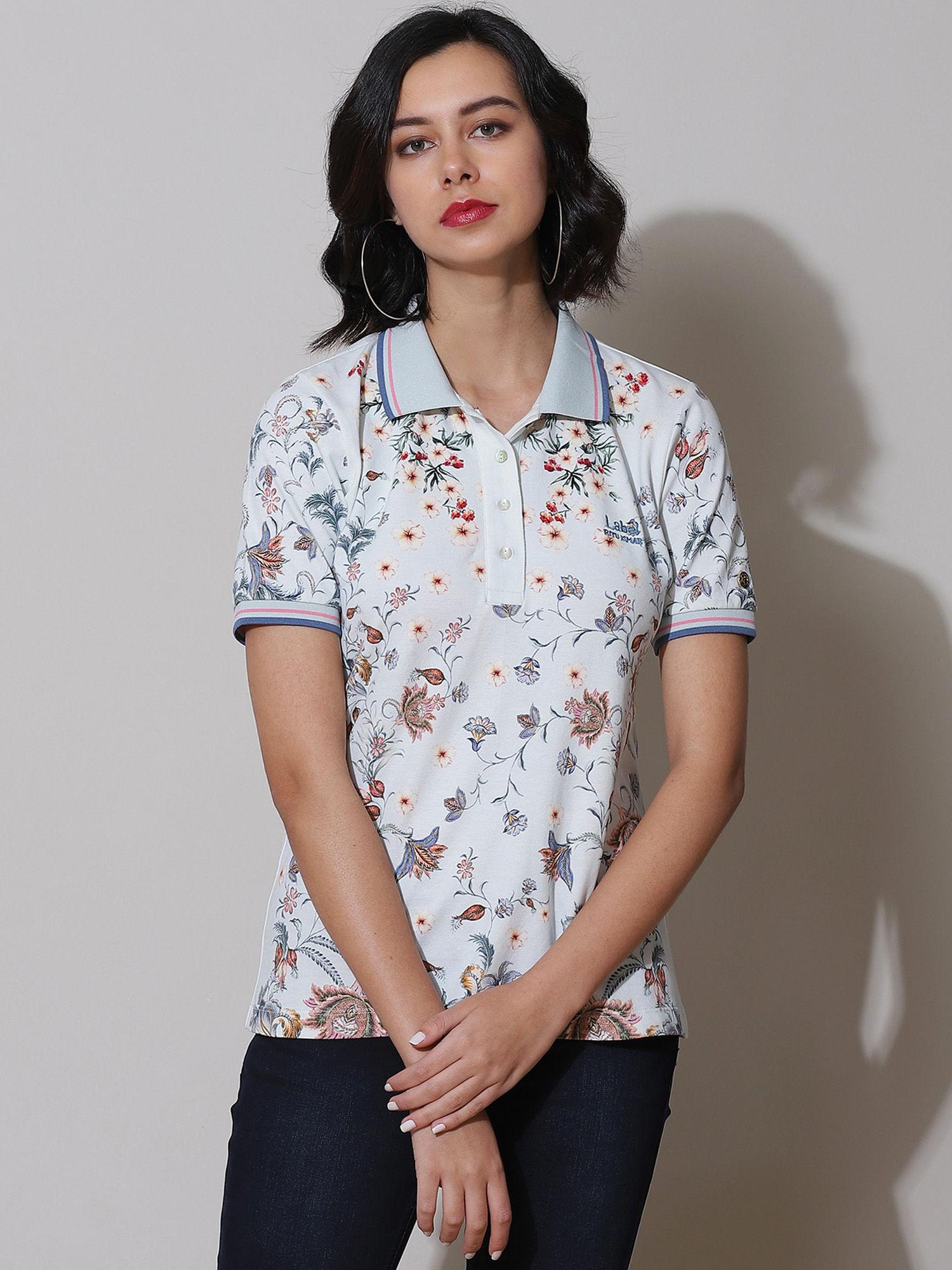 collar neck half sleeves printed t-shirt