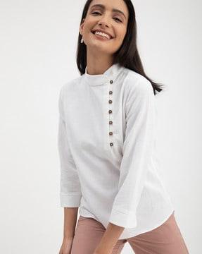 collar-neck relaxed-fit top