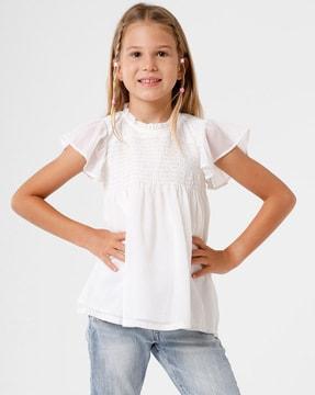 collar-neck top with frills