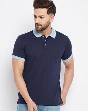 collar-neck with button t-shirt