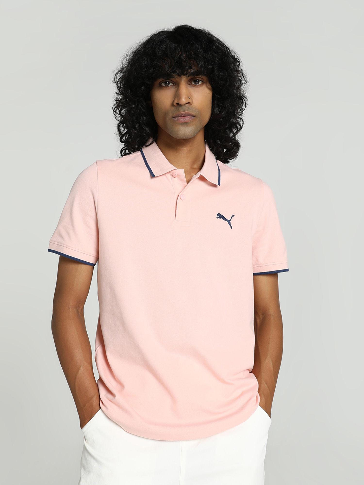 collar tipping polo t-shirt men pink