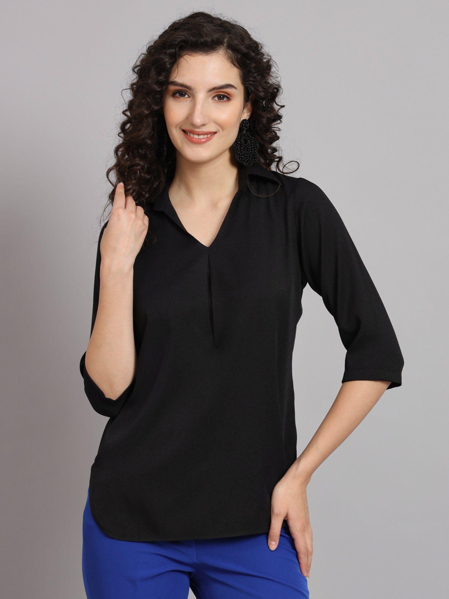 collared moss top black