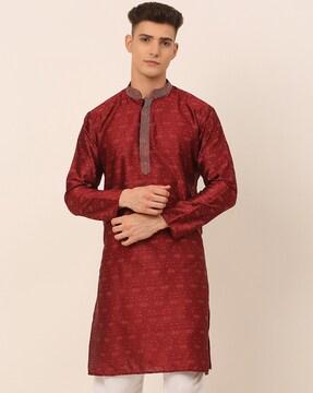 collared neck abstract long kurta