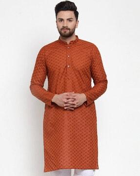 collared neck abstract long kurta