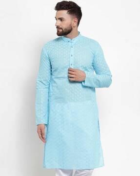 collared neck embroidery long kurta