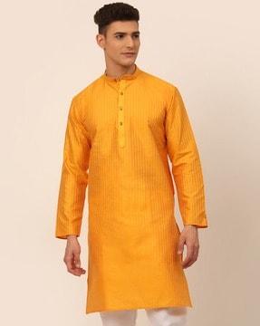 collared neck striped long kurta