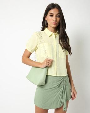 collared shirt with patch pockets