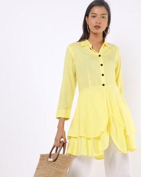 collared tunic with button-down collar