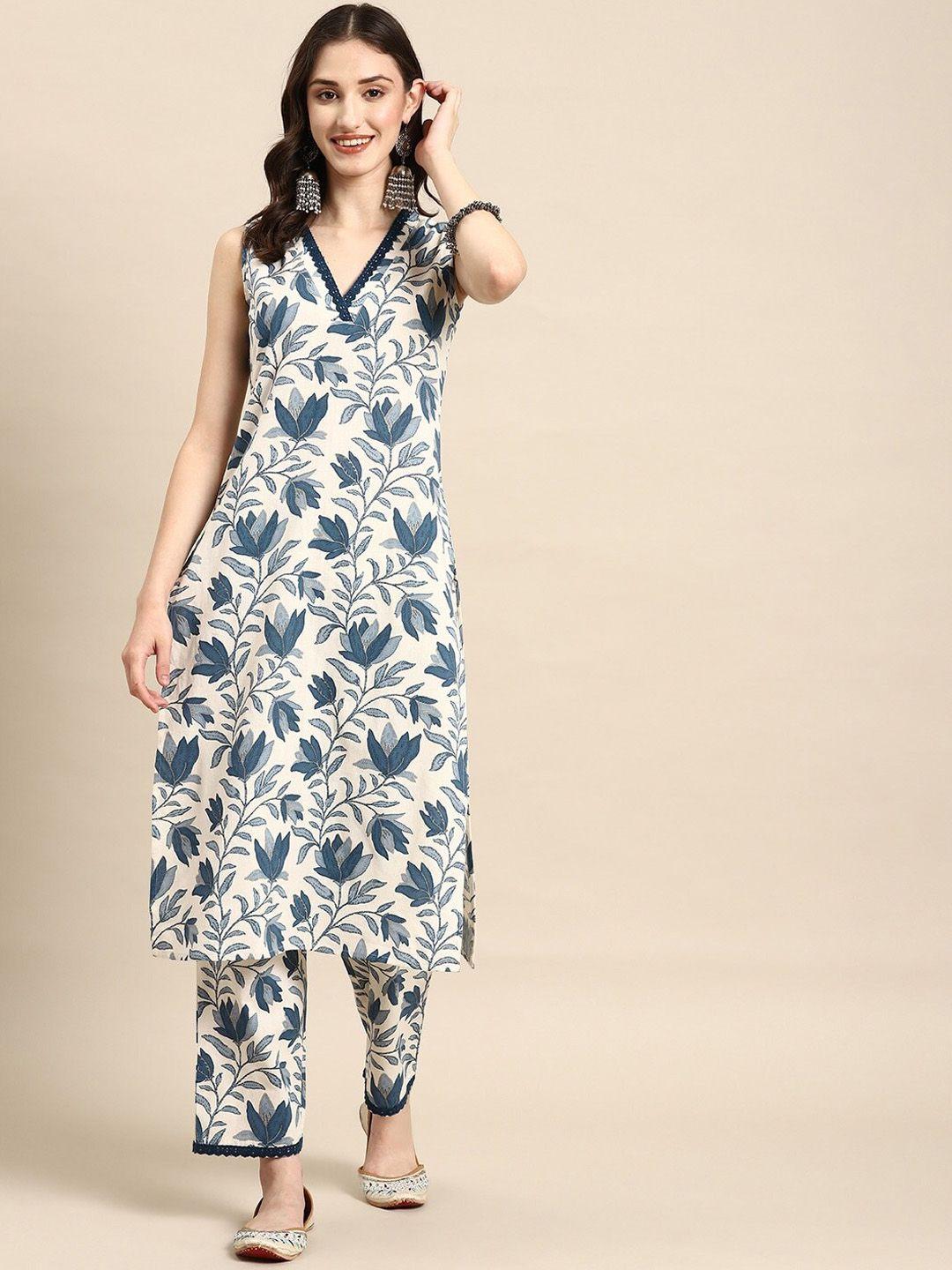 collection rj23 floral printed regular kurta with trousers