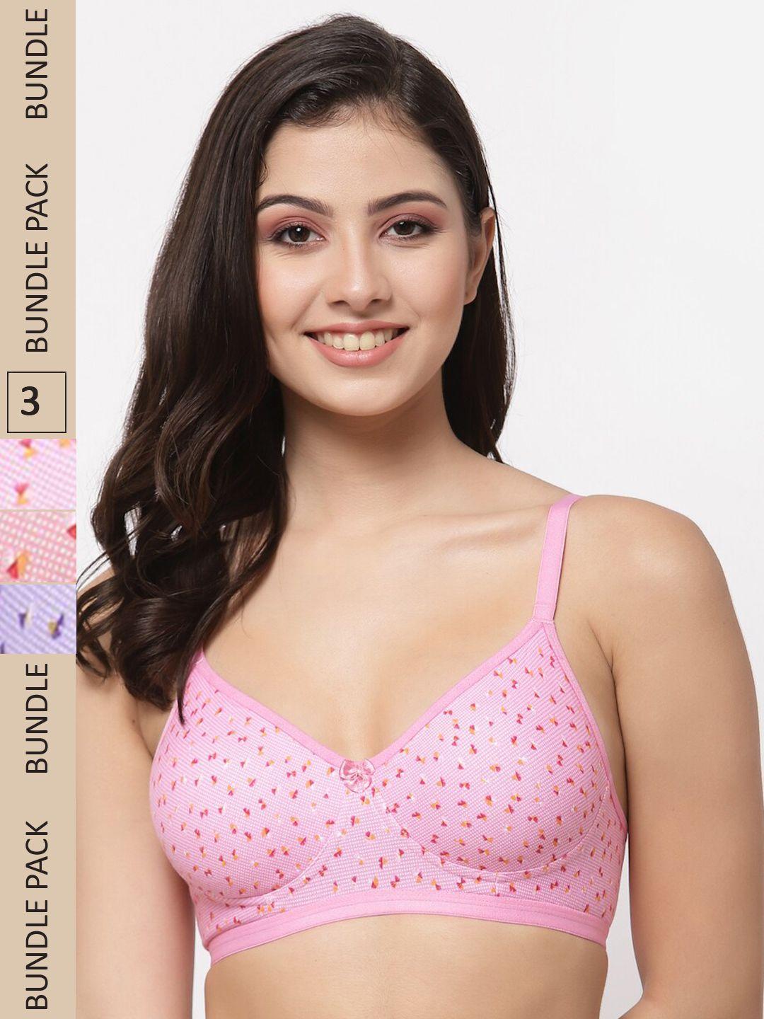 college girl pack of 3 cotton non padded bra