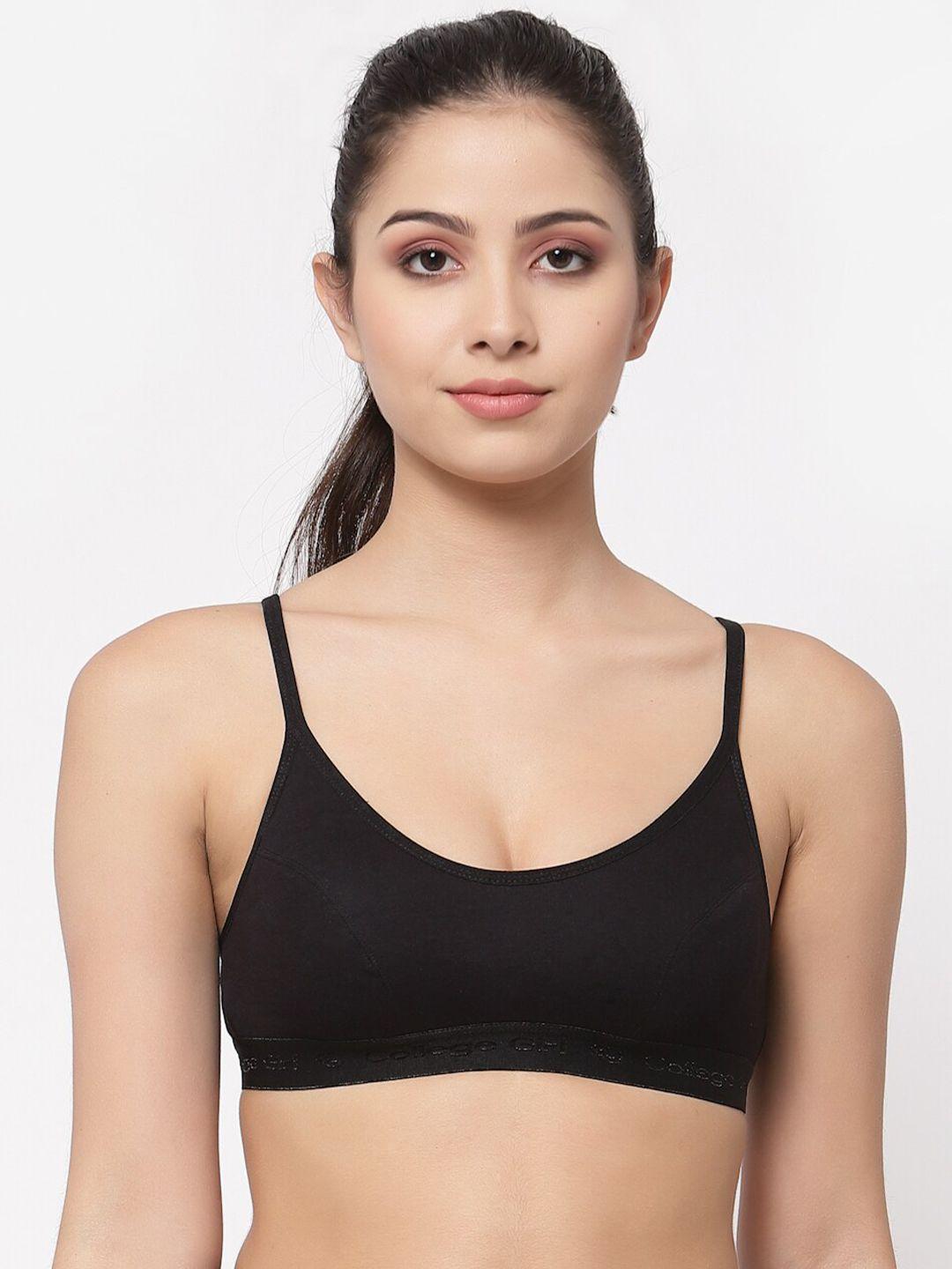 college girl black non padded workout bra