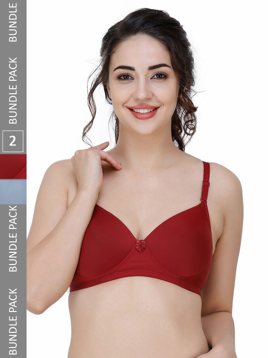 college girl grey & maroon bra full coverage lightly padded