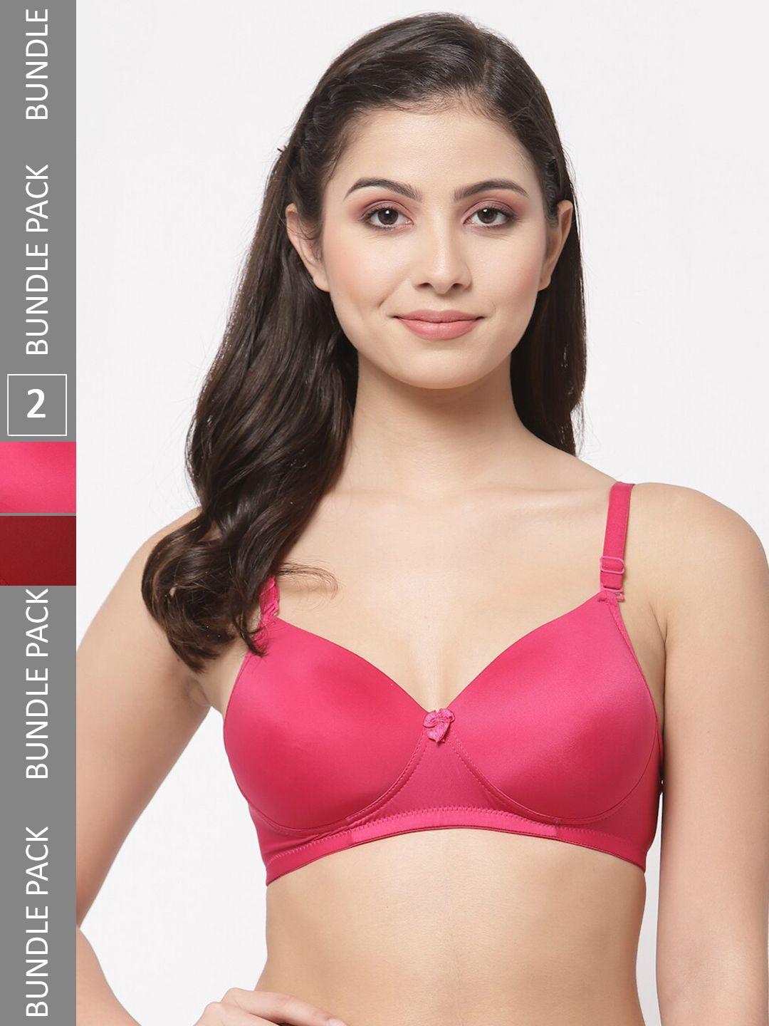 college girl maroon & pink bra full coverage lightly padded