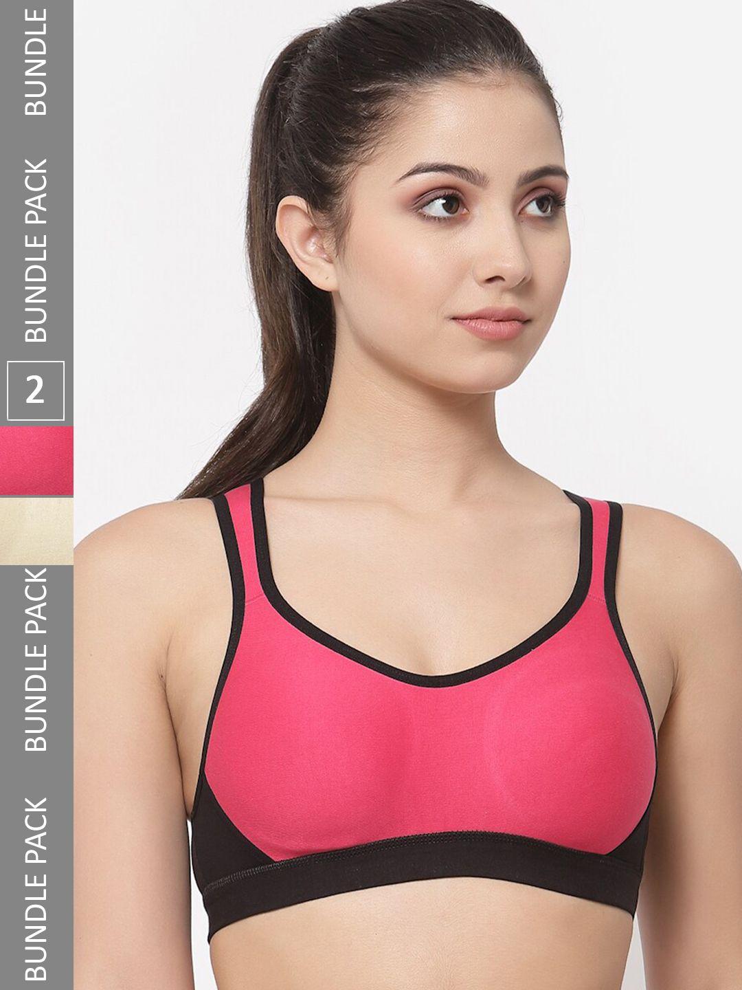 college girl pack of 2 full coverage non padded workout bra with side shaper