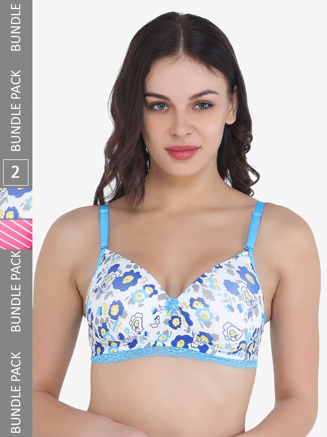 college girl pack of 2 printed lightly padded full coverage all day comfort t-shirt bra