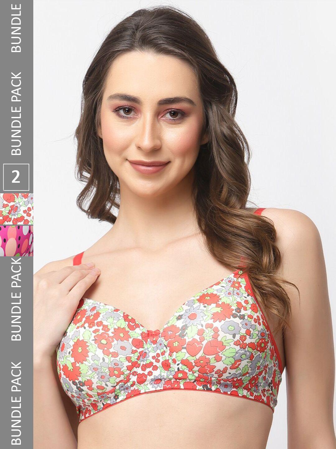 college pack of 2 floral printed bra full coverage lightly padded bra