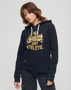 college scripted graphic hoodie