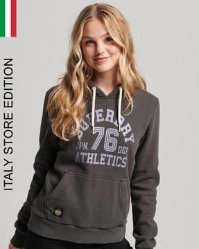 college scripted graphic hoodie