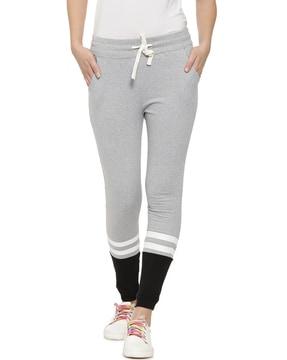 coloblock fitted joggers with drawstring fastening