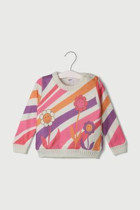 color-block-acrylic-round-neck-infant-girls-sweater---multi