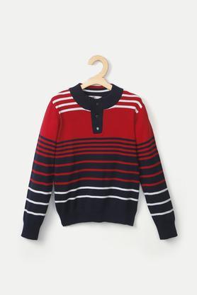 color block cotton henley boys pullover - red