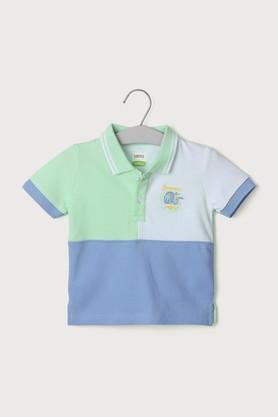 color block cotton polo infant boys t-shirt - multi