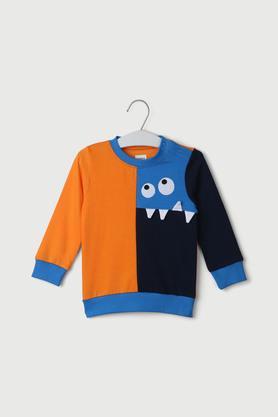 color block cotton regular fit infant boys sweatshirt - multi