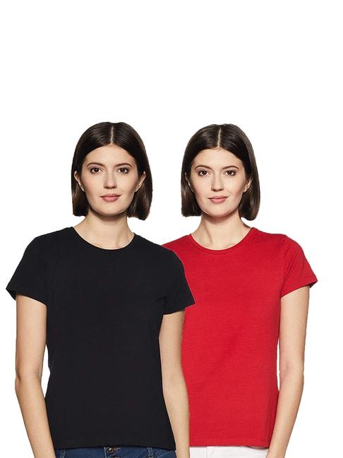 color capital black & red regular fit t-shirt (pack of 2)