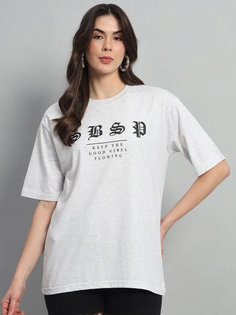 color capital light grey melange graphic print oversized t-shirt