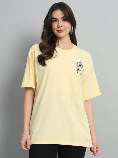 color capital light yellow graphic print oversized t-shirt