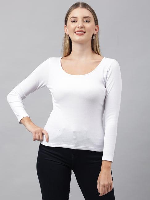 color capital white cotton slim fit top