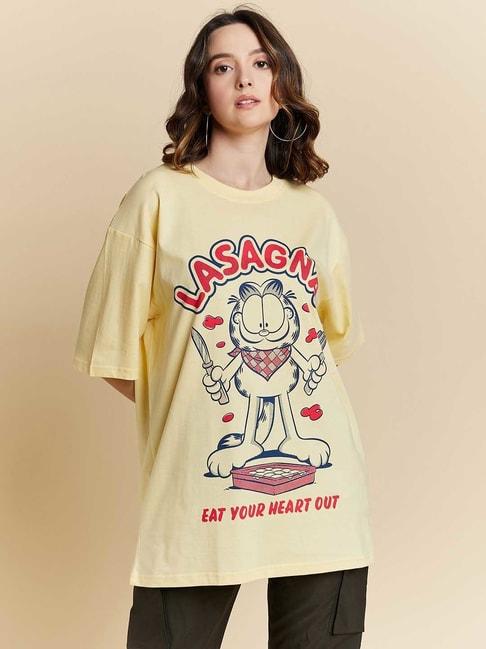 color capital yellow graphic print oversized t-shirt