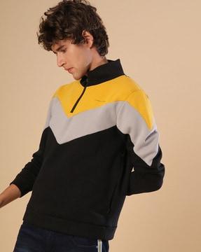 color-block sweatshirt with half-zip