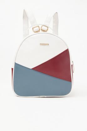 color block 1 pu zipper closure women's backpack - multi